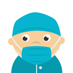 male paramedic using face mask isolated icon vector illustration design