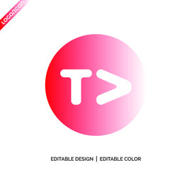 Letter Tv logo and app design, Gradient colorful glossy colors on White background logo design Vector Illustration with flat style