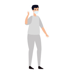 male paramedic using face mask isolated icon vector illustration design