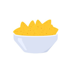 Cheese mexican nachos plate. National mexican food. Flat illustration on white background