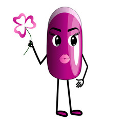 Lilac nail cartoon character with arms and legs