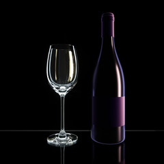3D render of a glass on a black background. Studio lighting.