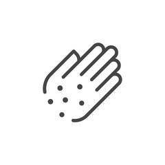 Premium Icon of Hand with Irritate. Skin Diseases, Psoriasis, Allergies, Itching, Eczema Line Label. Personal hygiene Concept. Vector Pictogram Isolated for Web and App in Outline Style.