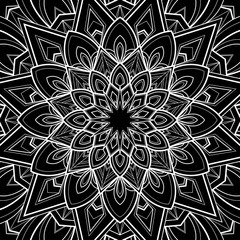 Ethnic Mandala ornament isolated on black background. Vector illustration