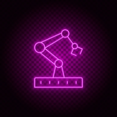 Robotic arm, vector, neon icon illustration isolated sign symbol- Neon vector icon