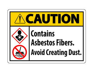 Fototapeta premium Caution Label Contains Asbestos Fibers,Avoid Creating Dust