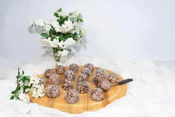 Protein peanut butter energy bites or energy balls.