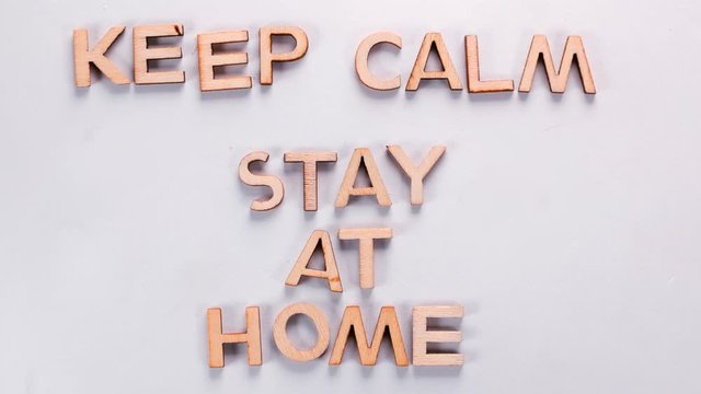 Letters, inscriptions. Keep calm stay at home during quarantine. Dancing letters. 