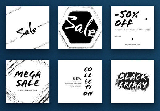 Sale Social Media Post Layout with Black and White Accents