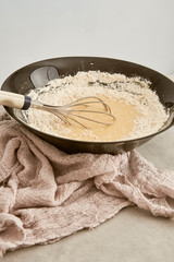 Mixing ingredients of a sponge cake