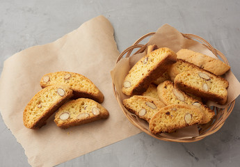 pieces of baked italian christmas biscotti cookies