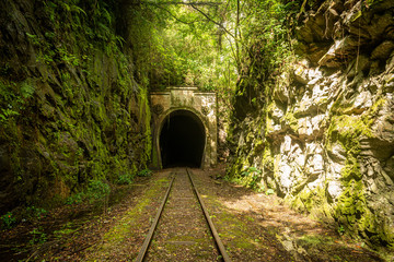 Bento Gonçalves, Rio Grande do Sul, Brazil on November 19, 2017. City known as the Brazilian capital of wine. In this photo, the railroad and the powerhouse tunnel.