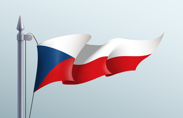 Czechia flag state symbol isolated on background national banner. Greeting card National Independence Day of the Czech Republic. Illustration banner with realistic state flag.