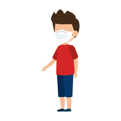 cute boy using face mask isolated icon vector illustration design