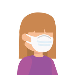 cute girl using face mask isolated icon vector illustration design