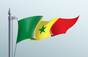 Senegal flag state symbol isolated on background national banner. Greeting card National Independence Day of the Republic of Senegal. Illustration banner with realistic state flag.