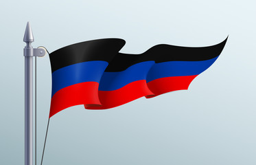 Donetsk People's Republic flag state symbol isolated on background national banner. Greeting card National Day of the Donetsk People's Republic. Illustration banner with realistic state flag of DPR.