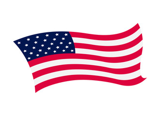 Waving flag of the United States of America. Illustration of wavy American Flag. National symbol, American flag on white background - vector illustration