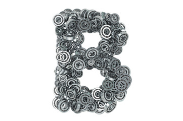 Letter B from steel bearings, 3D rendering