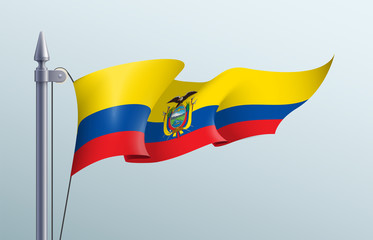 Ecuador flag state symbol isolated on background national banner. Greeting card National Independence Day of the Republic of Ecuador. Illustration banner with realistic state flag.