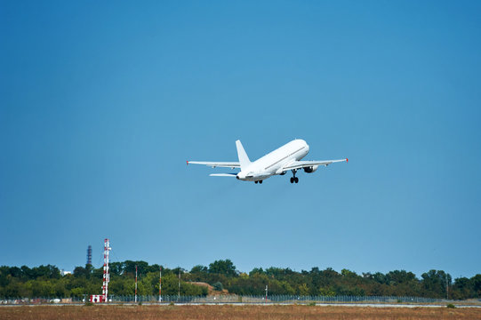 KHARKOV, UKRAINE - AUGUST 24, 2018. Take-off and landing of passenger