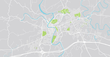 Urban vector city map of Frankfort, USA. Kentucky state capital