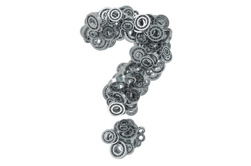 Question mark from steel bearings, 3D rendering