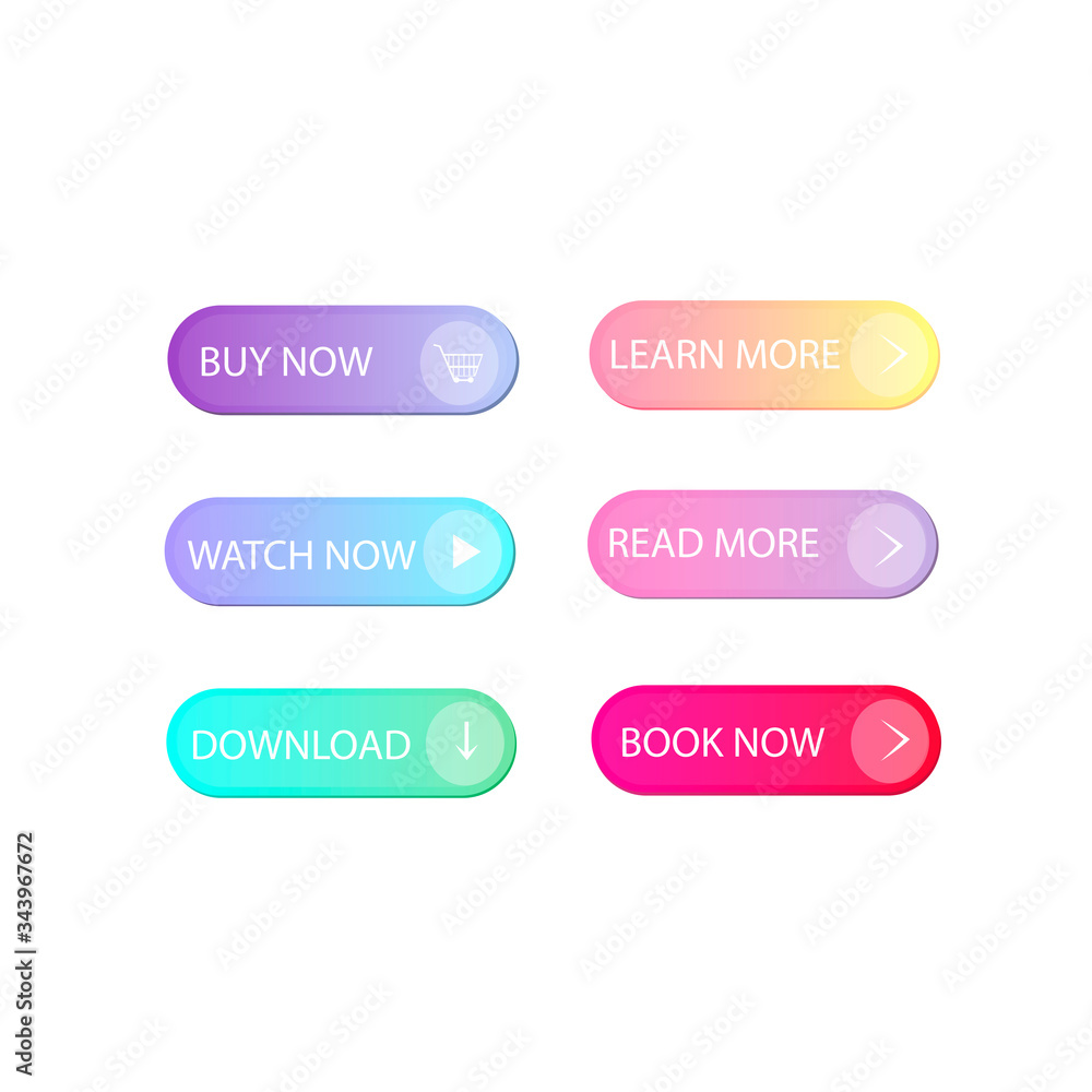 Poster vector set of flat, multi-colored gradient buttons for sites and applications.
