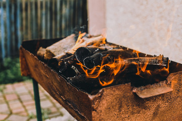hot coals burning in a fireplace