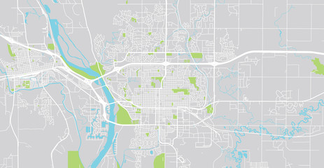 Urban vector city map of Bismarck, USA. North Dakota state capital