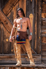 Native American man in traditional clothing