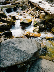stone and waterfall close up
