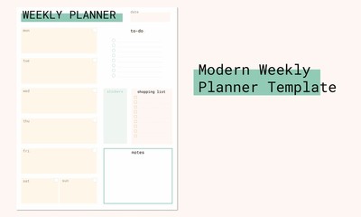 Weekly Planner Template with Modern and Minimalist Design