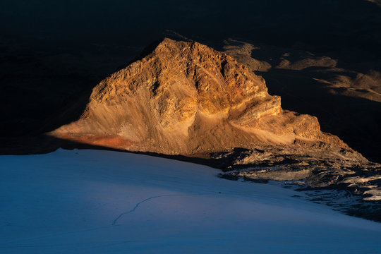 Jamapa glacier and the "sarcophagus" at Pico de Orizaba, Mexico