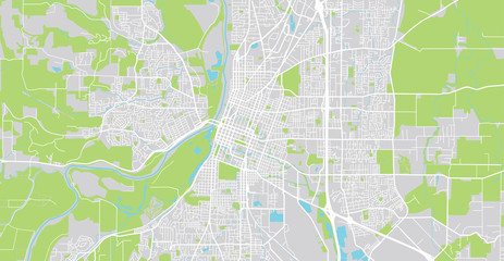 Urban vector city map of Salem, USA. Oregon state capital