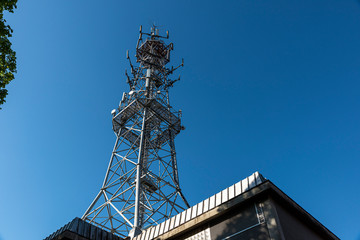 Cellular radio tower, antenna used for mobile phones telecommunications.