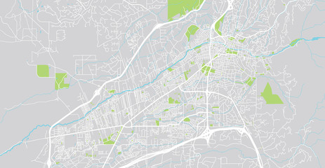 Obraz premium Mapa miasta wektor miejskich Santa Fe, USA. Stolica stanu Nowy Meksyk