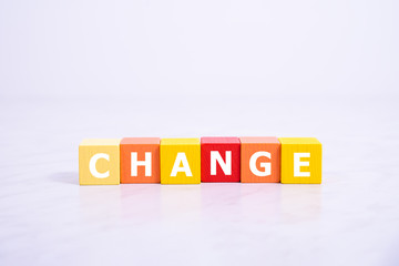 change word concept, strategy business concept on white.
