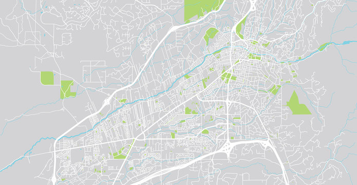 Urban Vector City Map Of Santa Fe, USA. New Mexico State Capital