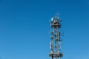 Cellular radio tower, antenna used for mobile phones telecommunications.