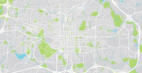 Urban vector city map of Raleigh, USA. North Carolina state capital