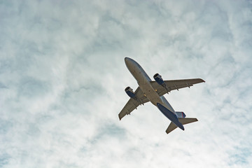 airplane in the blue sky