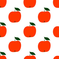 Seamless pattern vector illustration red apple on white