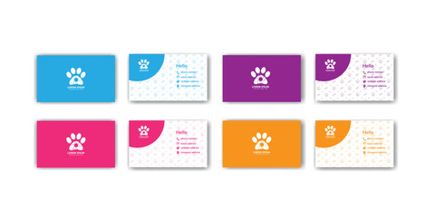 Colorful pets business card design template