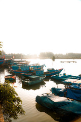 Vietnamese fishing boats on the water 