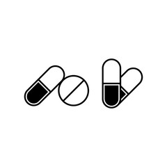 Pills icon flat. Illustration isolated vector sign symbol