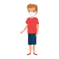 boy using face mask isolated icon vector illustration design