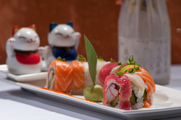 Salmon, Yellowtail and Tuna Sushi Rolls