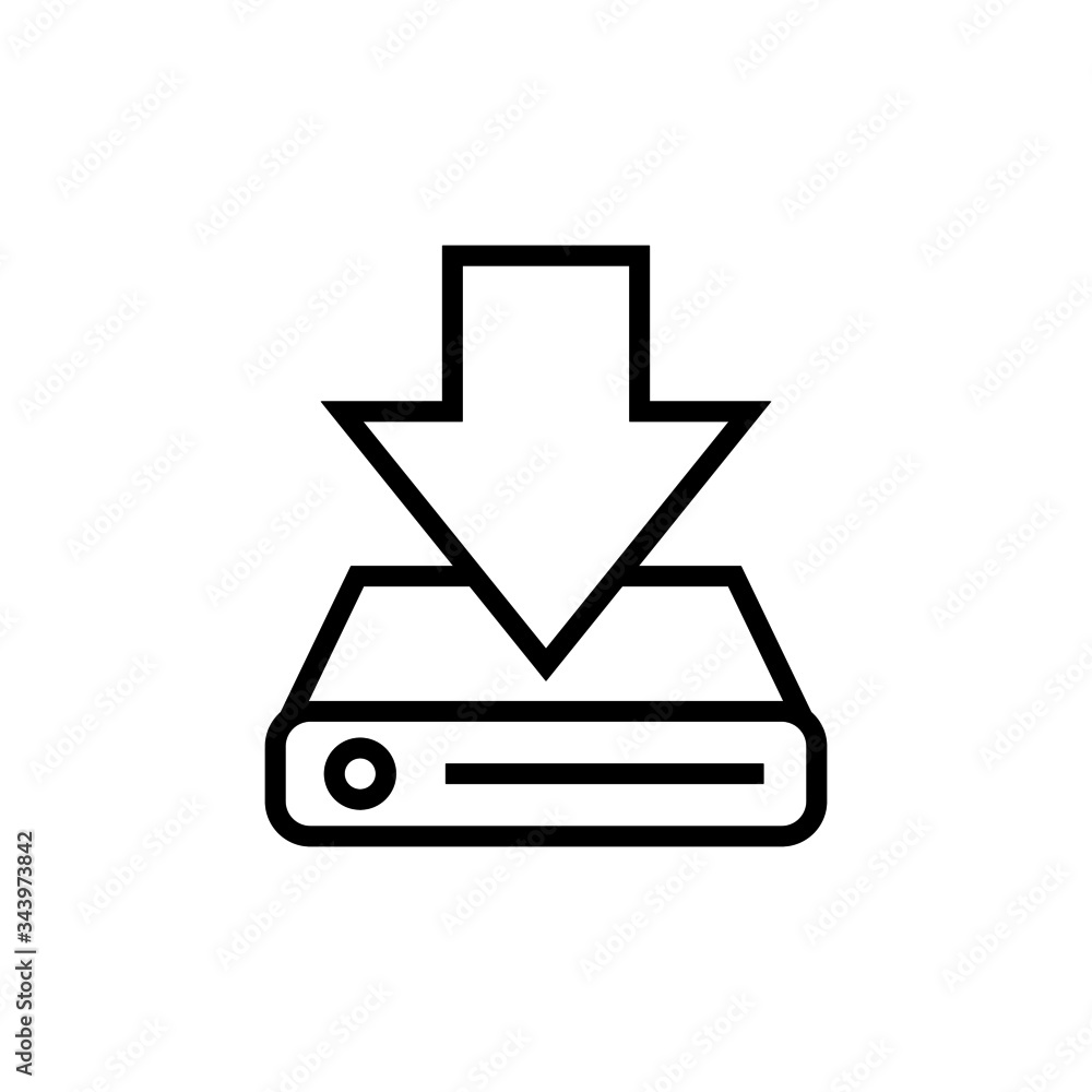 Poster Save file vector icon in outline, linear style isolated on white background