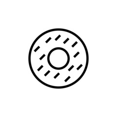 Doughnut vector icon in outline, linear style isolated on white background